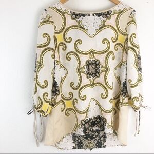New York & Co. printed split back long sleeve blouse size S.  New with tags